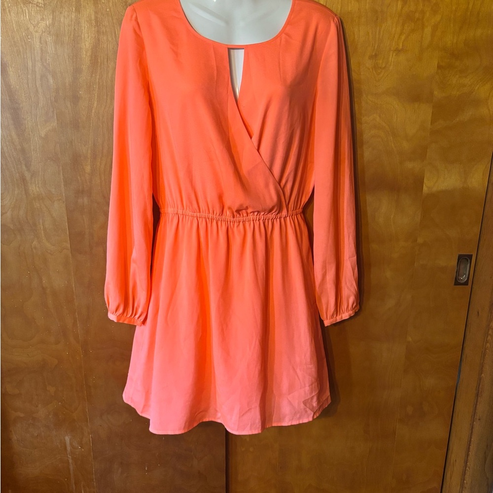 Gianni Bini Vibrant Orange Long Sleeve Dress